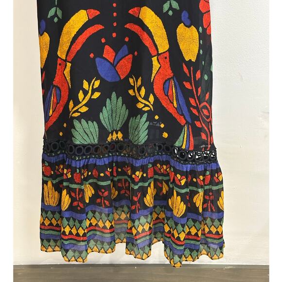 Farm Rio Georgette maxi floral long sleeved v neck dress size Petite Small - Picture 11 of 15